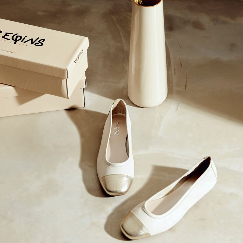 Ballerines Halcine Bicolores en cuir | Élégance et confort – Reqins