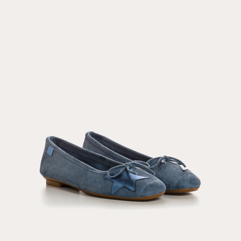 Velvet leather ballerinas with star pattern
