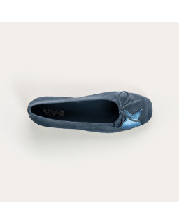 Velvet leather ballerinas with star pattern