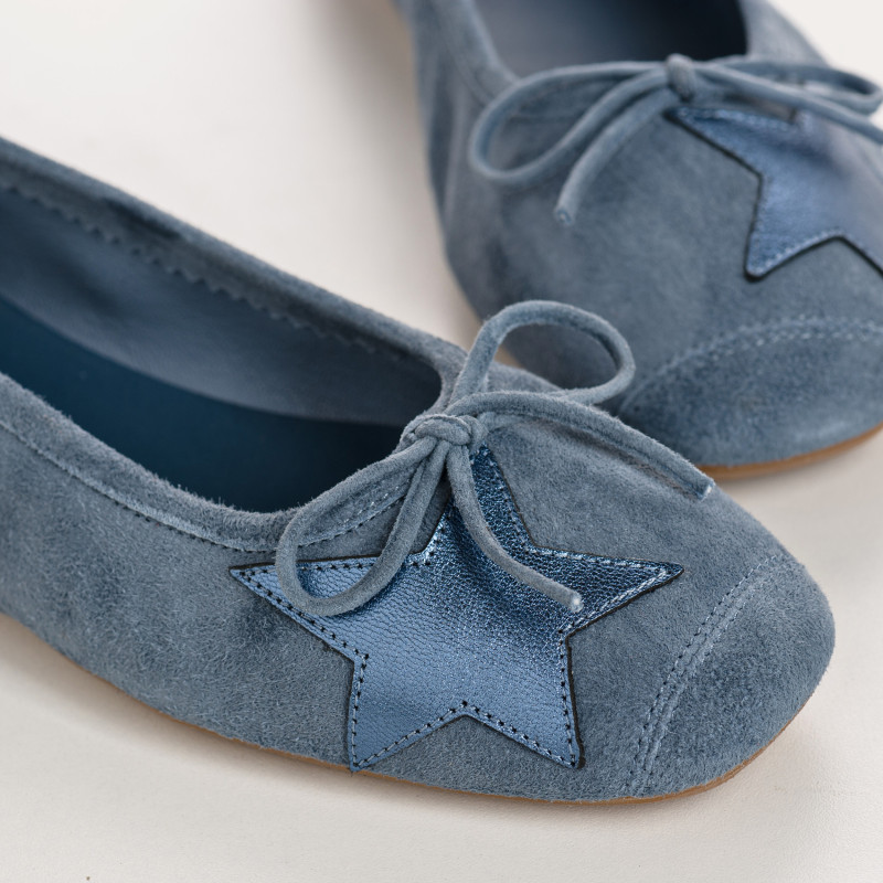 Ballerines en cuir velours avec motif étoile