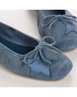 Velvet leather ballerinas with star pattern