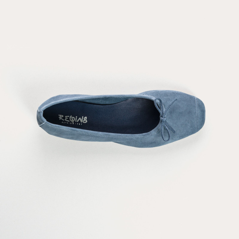 Flat ballerinas with velvet leather knot with tip reinforcement