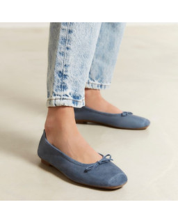Flat ballerinas with velvet leather knot with tip reinforcement