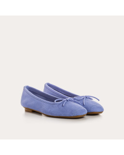 Flat ballerinas with velvet leather knot with tip reinforcement