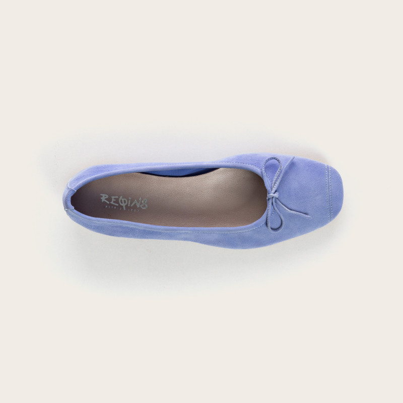 Flat ballerinas with velvet leather knot with tip reinforcement
