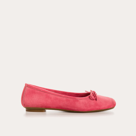 Flat ballerinas with velvet leather knot with tip reinforcement