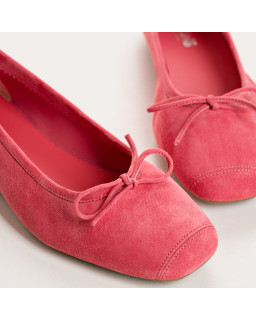 Flat ballerinas with velvet leather knot with tip reinforcement