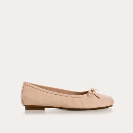 Flat ballerinas with velvet leather knot with tip reinforcement