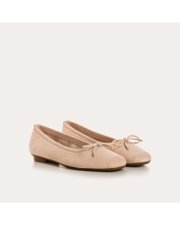 Flat ballerinas with velvet leather knot with tip reinforcement