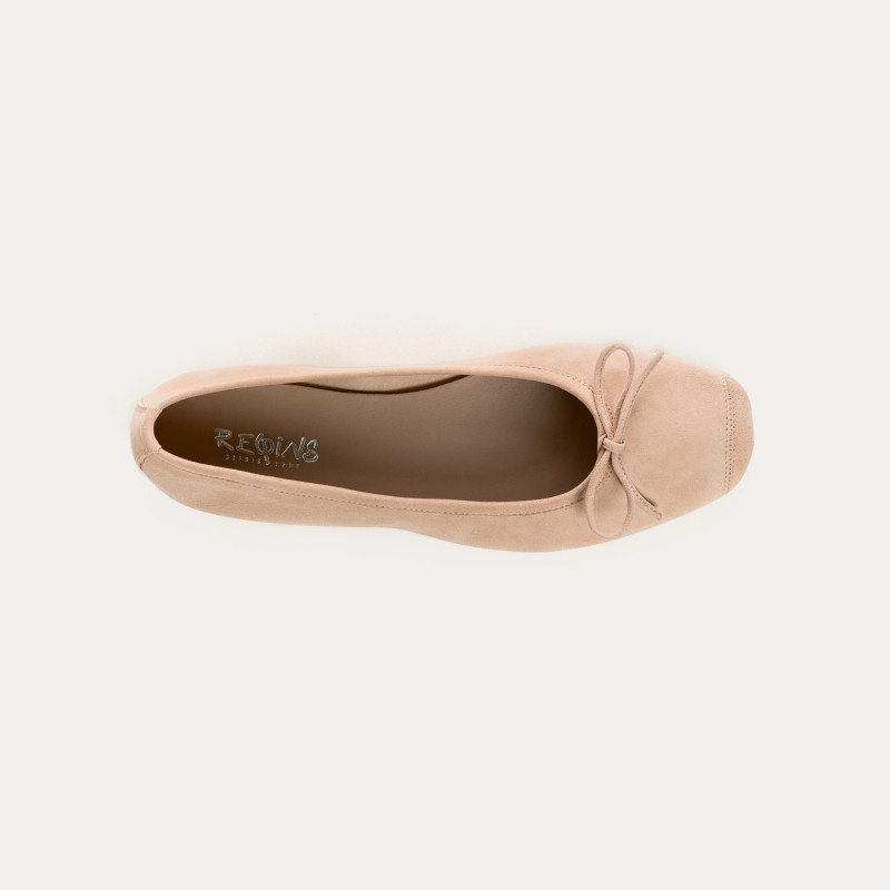 Flat ballerinas with velvet leather knot with tip reinforcement