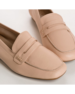 Mocassins collège à bout carré en cuir