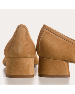 Ballerines à talons en cuir velours avec noeud