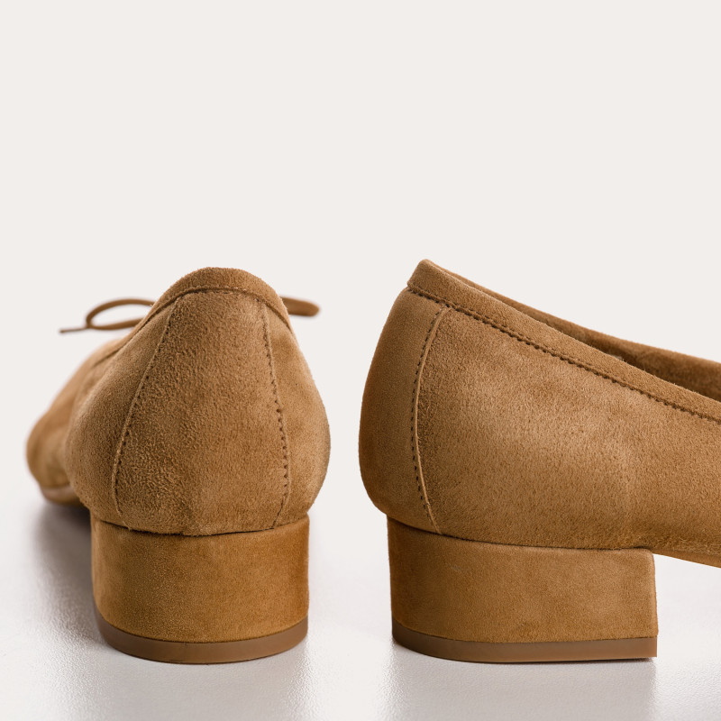 Velvet leather heel ballerinas