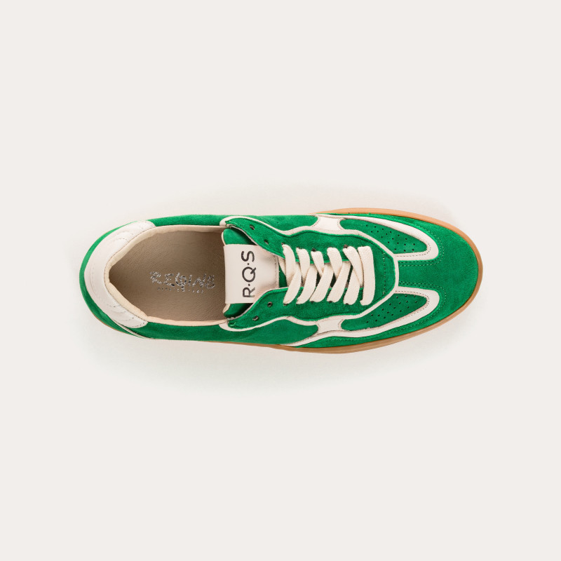 Baskets pour femme à lacets en cuir velours et cuir lisse