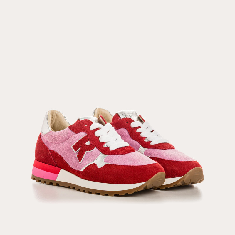 Baskets à lacets en cuir velours pour femme