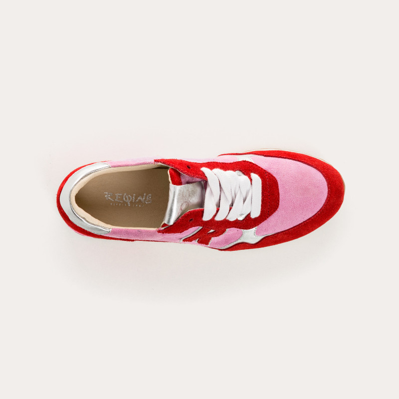 Women's velvet leather lace top sneakers