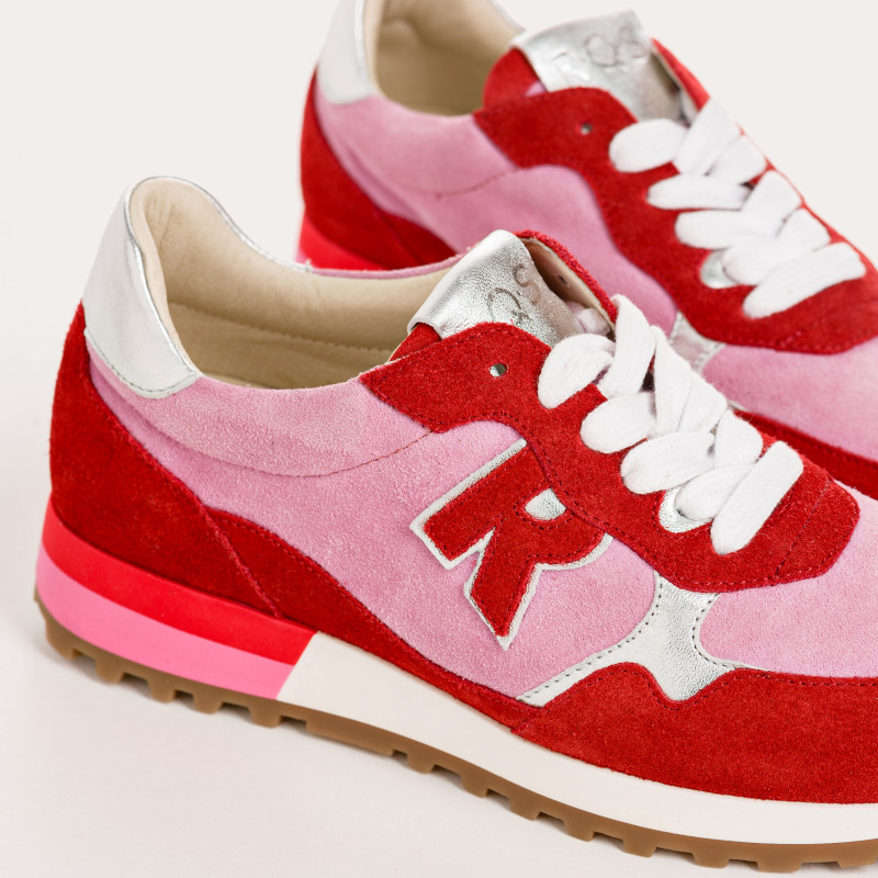 Women's velvet leather lace top sneakers