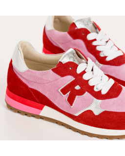 Baskets à lacets en cuir velours pour femme