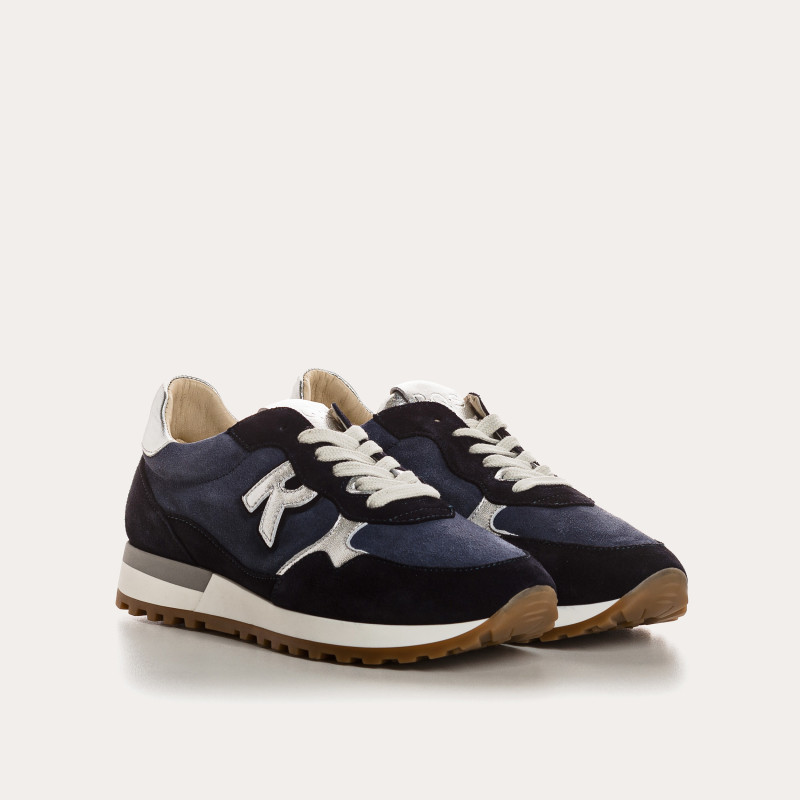 Baskets à lacets en cuir velours pour femme