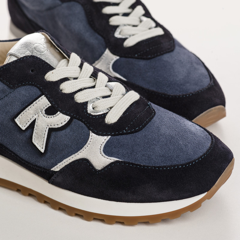 Women's velvet leather lace top sneakers