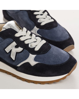 Women's velvet leather lace top sneakers