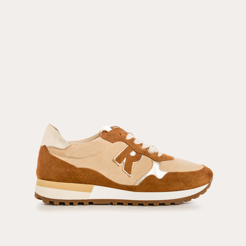 Baskets à lacets en cuir velours pour femme