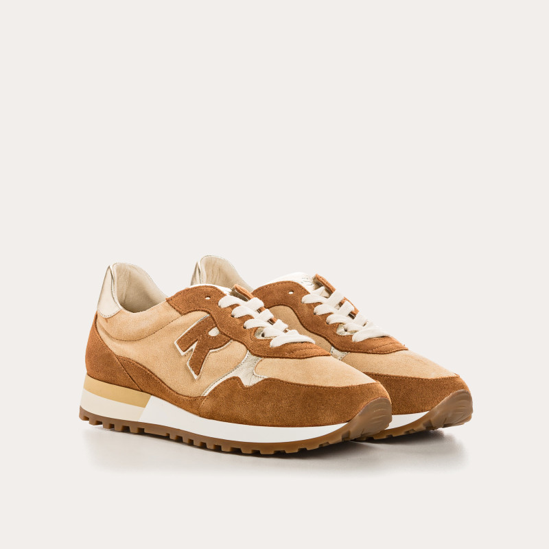 Baskets à lacets en cuir velours pour femme