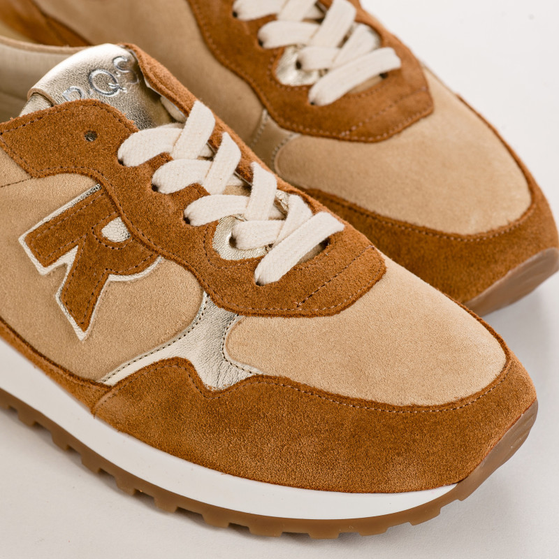 Baskets à lacets en cuir velours pour femme