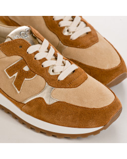 Women's velvet leather lace top sneakers