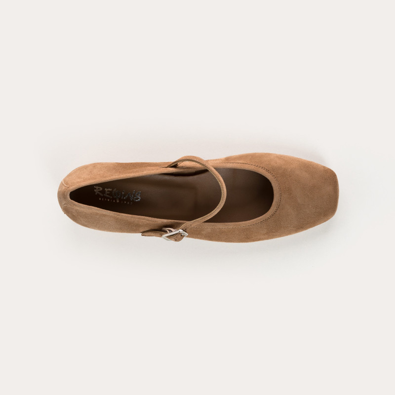 Babies à talons en cuir velours