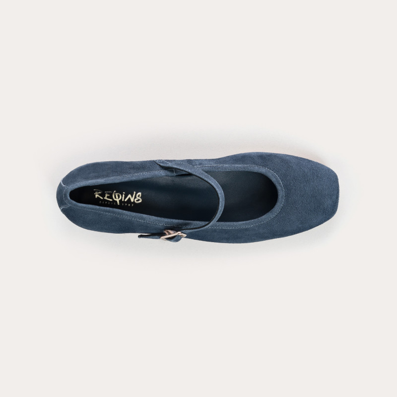 Babies à talons en cuir velours