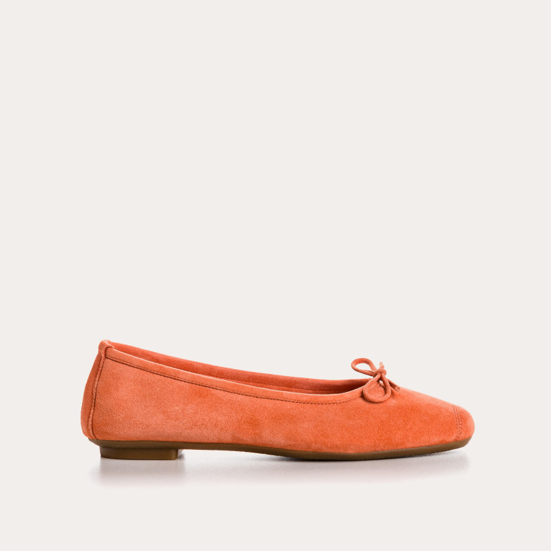Flat ballerinas with velvet leather knot with tip reinforcement