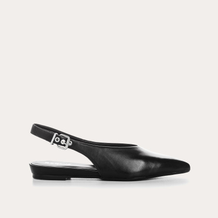 Smooth leather flatback ballerinas with ankle flange