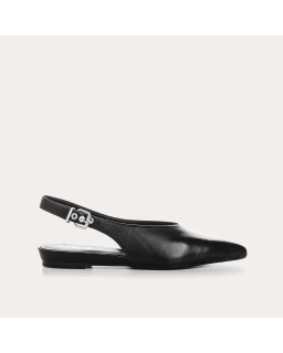 Smooth leather flatback ballerinas with ankle flange