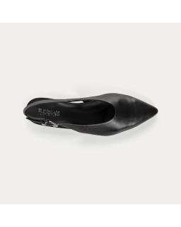 Smooth leather flatback ballerinas with ankle flange