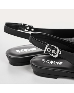 Smooth leather flatback ballerinas with ankle flange