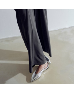 Ballerinas Slingback Flat Leather Metallic With Ankle Flange