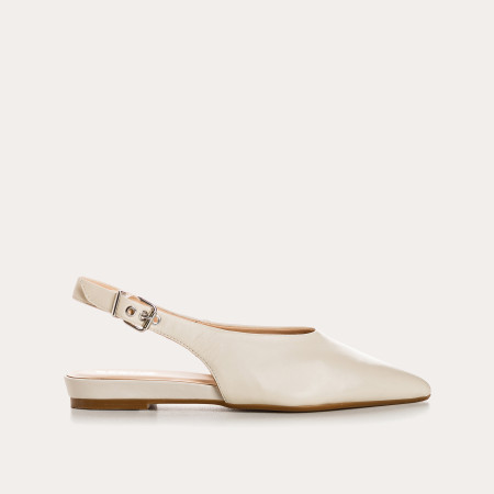 Ballerines slingback plates en cuir lisse avec bride cheville