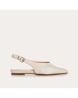 Ballerines slingback plates en cuir lisse avec bride cheville