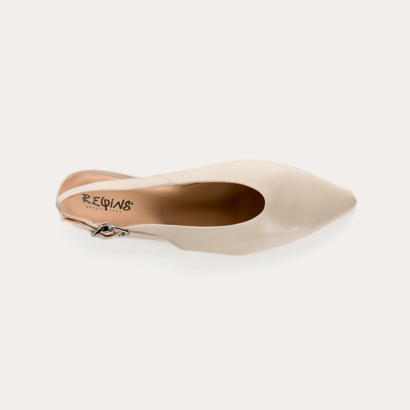 Ballerines slingback plates en cuir lisse avec bride cheville
