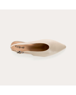 Ballerines slingback plates en cuir lisse avec bride cheville