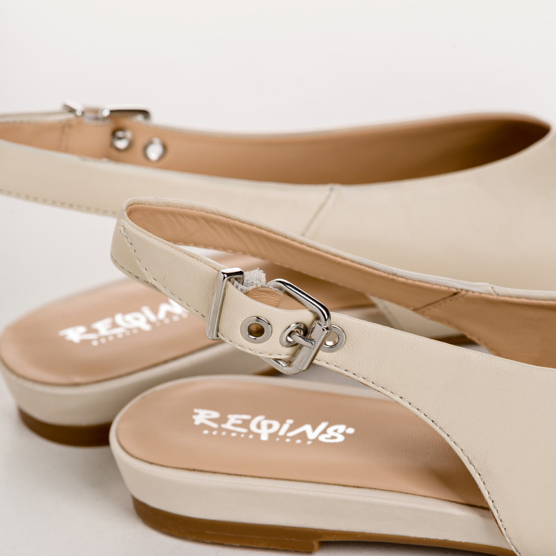 Ballerines slingback plates en cuir lisse avec bride cheville