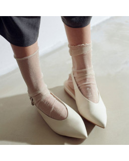 Ballerines slingback plates en cuir lisse avec bride cheville