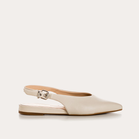 Smooth leather flatback ballerinas with ankle flange