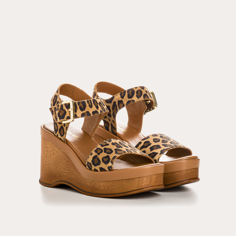 Laos Sandals Leather Leopard Leopard - Reqins