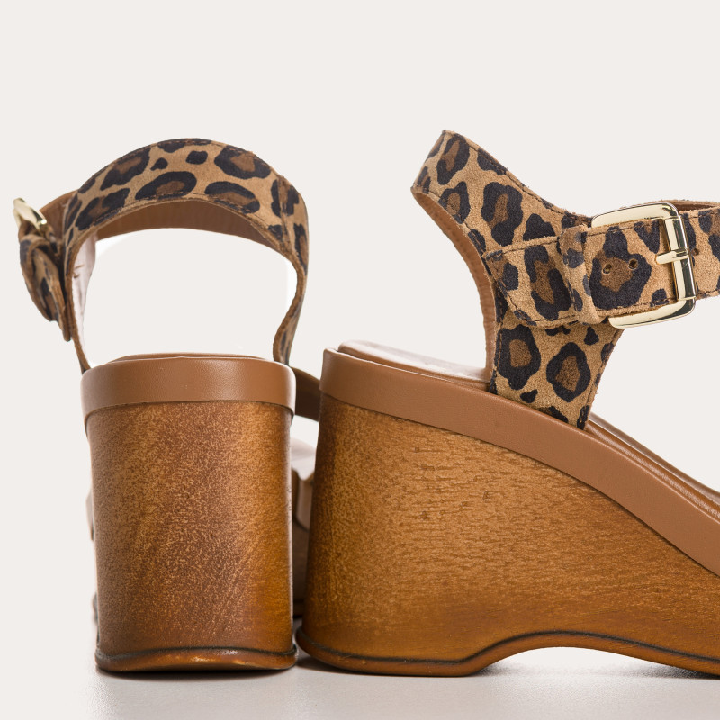 Laos Sandals Leather Leopard Leopard - Reqins