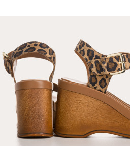 Laos Sandals Leather Leopard Leopard - Reqins