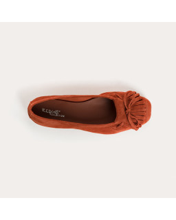 Velvet leather ballerinas with fringes on top