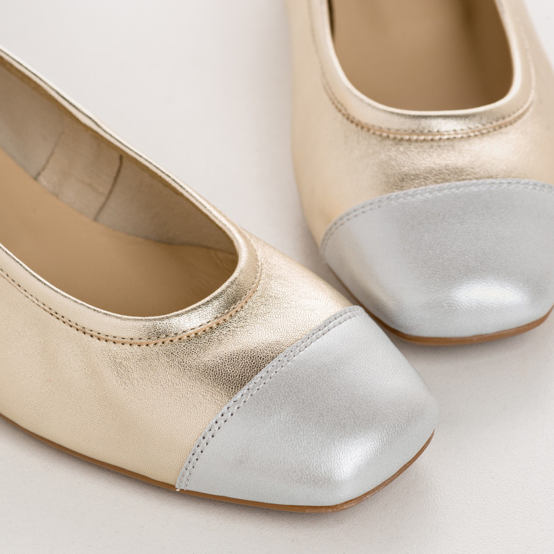 Ballerines à Talons Kana Nacré Femme - Élégance et Confort en Cuir