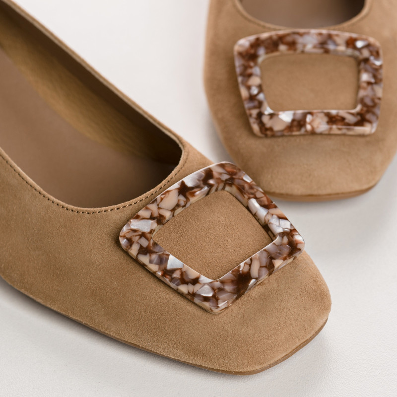 Kimbo Heel Ballerinas - Women's Velvet Leather Shoes | Reqins